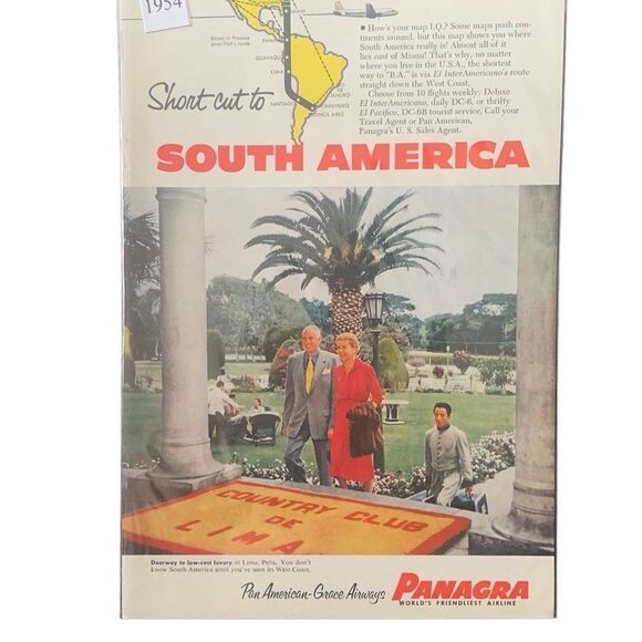 Vintage 1954 Pan American Grace Airways Friendliest Airline Ad Advertisement - Picture 3 of 4